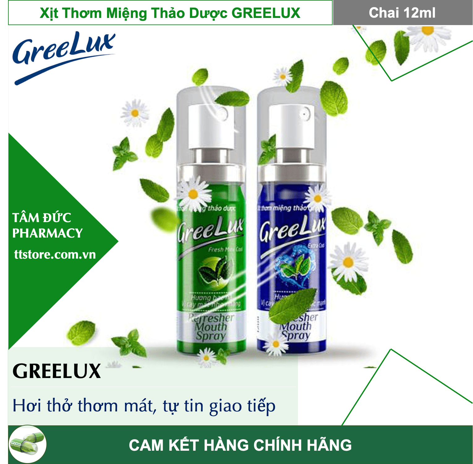 [HCM]GREELUX [Chai 12ml] - Xịt thơm miệng thảo dược