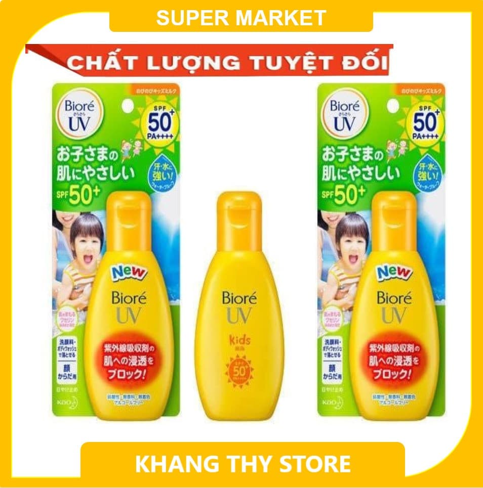 Kem chống nắng Biore UV Kids Milk SPF50+/ PA++++ 90g dành cho trẻ em