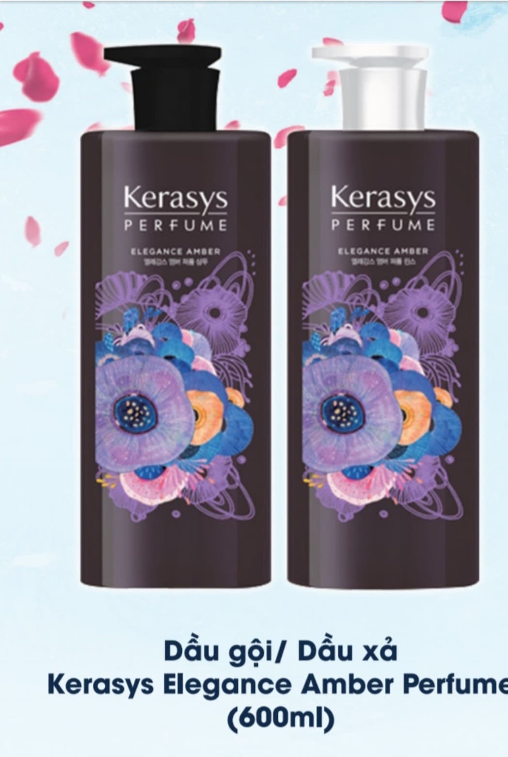 Cặp gội xả Kerasys nước hoa hương Elegance Amber Hàn Quốc 2x600ml- Violet và diên vĩ