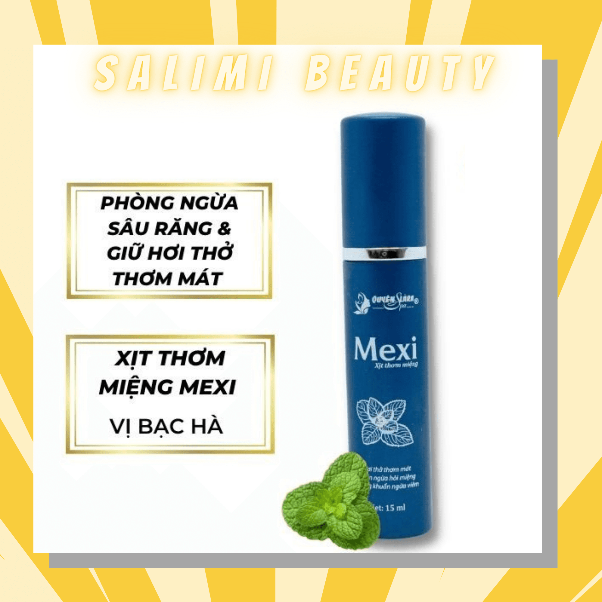 Xịt Thơm Miệng MEXI Quyên Lara - Giúp Hơi Thở Thơm Mát Hết Hôi Miệng Giảm Tình Trạng Viêm Lợi & Viêm Chân Răng - 15ml - HÀNG CHÍNH HÃNG