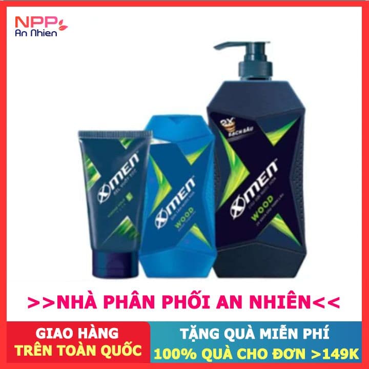 Combo Dầu gội nước hoa X-Men Wood 650g + Sữa tắm 180g + Gel cứng tóc 150g- NPP AN NHIÊN