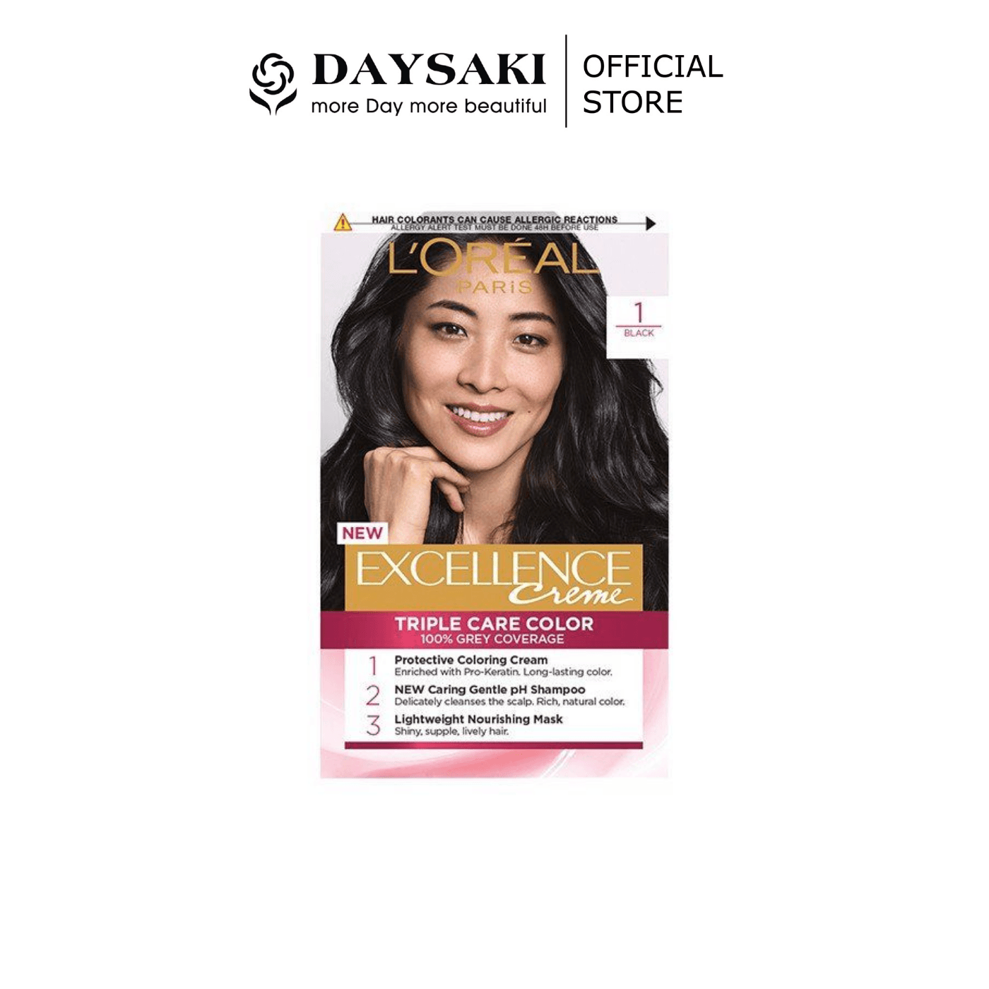 [HCM]LOreal Màu Nhuộm Dưỡng Tóc Phủ Bạc 1 Đen Tự Nhiên - Excellence Crème #1 Natural Black 172 ml