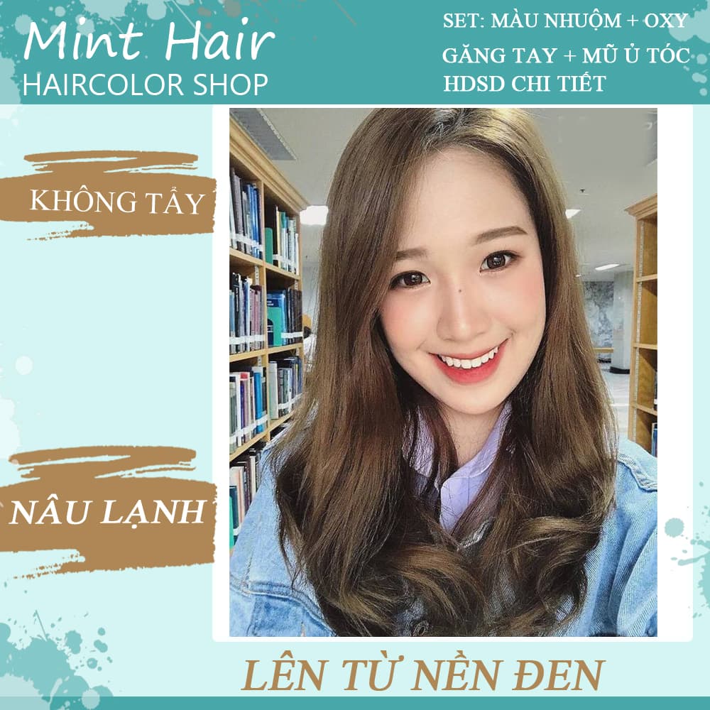 [HCM]Kem Nhuộm Tóc Tại Nhà Thảo Dược Nâu Lạnh- Nhuộm Từ Nền Đen- Tặng Oxy