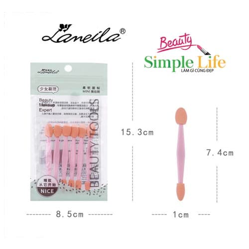 Cọ tán phấn mắt 2 đầu LAMEILA dụng cụ hỗ trợ trang điểm mắt đa dạng (gói 6 cây)