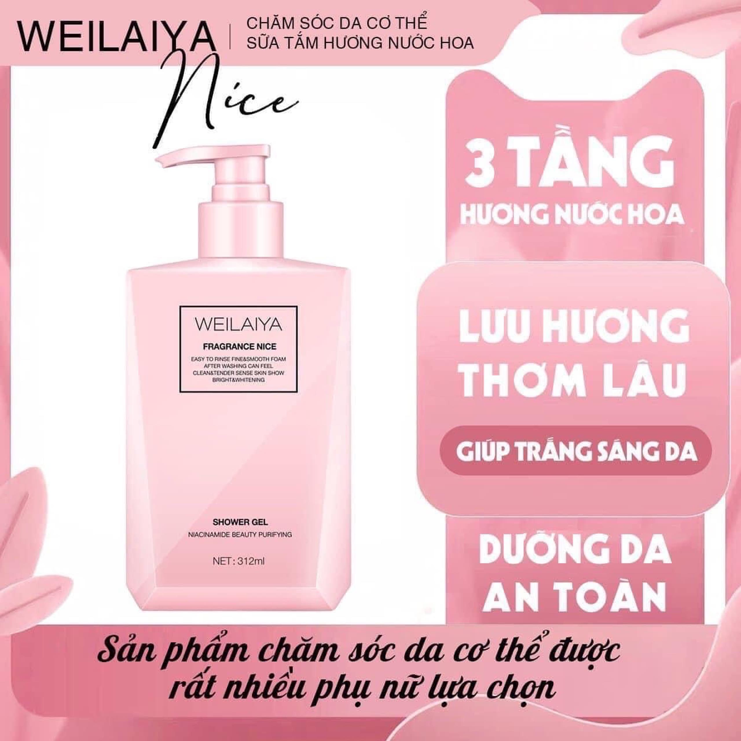 Sữa Tắm Trắng Da Weilaiya Fragrance Nice Hồng - Hương Nước Hoa - Sang - Xịn - Mịn - Thơm
