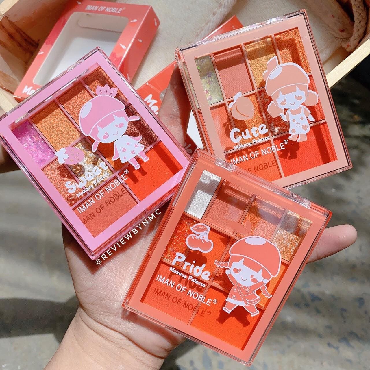 Màu mắt nhũ kim tuyến kèm má hồng 10 ô iMan Makeup Cute