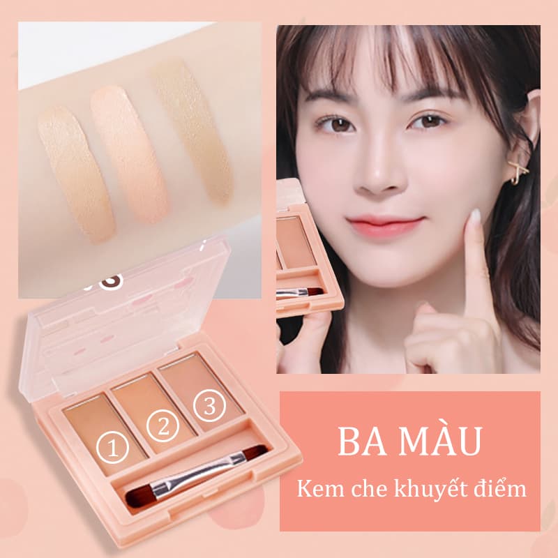 【Kiss Belle Shop】Kem che khuyết điểm 3 màu KISS BEAUTY (Hiệu quả che khuyết điểm và tạo đường viền)