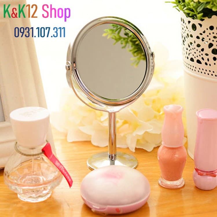 [HCM]Gương trang điểm mini 2 mặt gương phẳng để bàn một mặt có thể phóng to gấp 3 lần ảnh rõ nét.