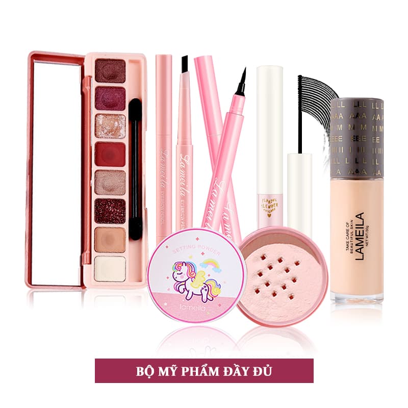 [HCM]【Urbeauty Mall】Bộ mỹ phẩm 6 món cơ bản giá tốt - (Kem BB+Phấn trang điểm+Bảng phấn mắt 8 màu+Chì kẻ mày đen+Kẻ mắt+Mascara)