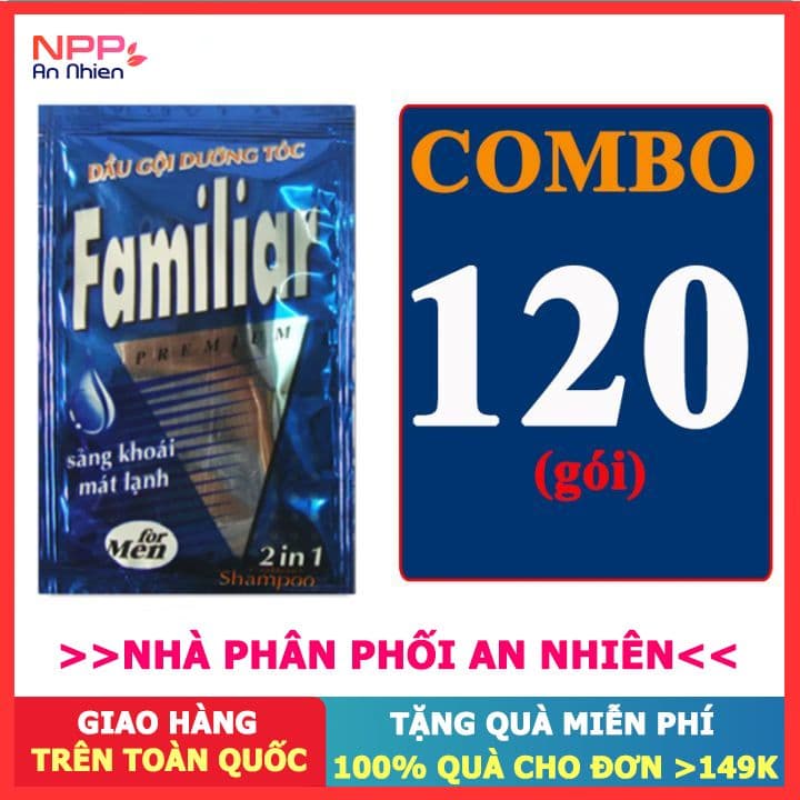 Combo 120 gói dầu Gội dưỡng tóc 2in1 For men Familiar màu xanh dương 5ml- NPP AN NHIÊN