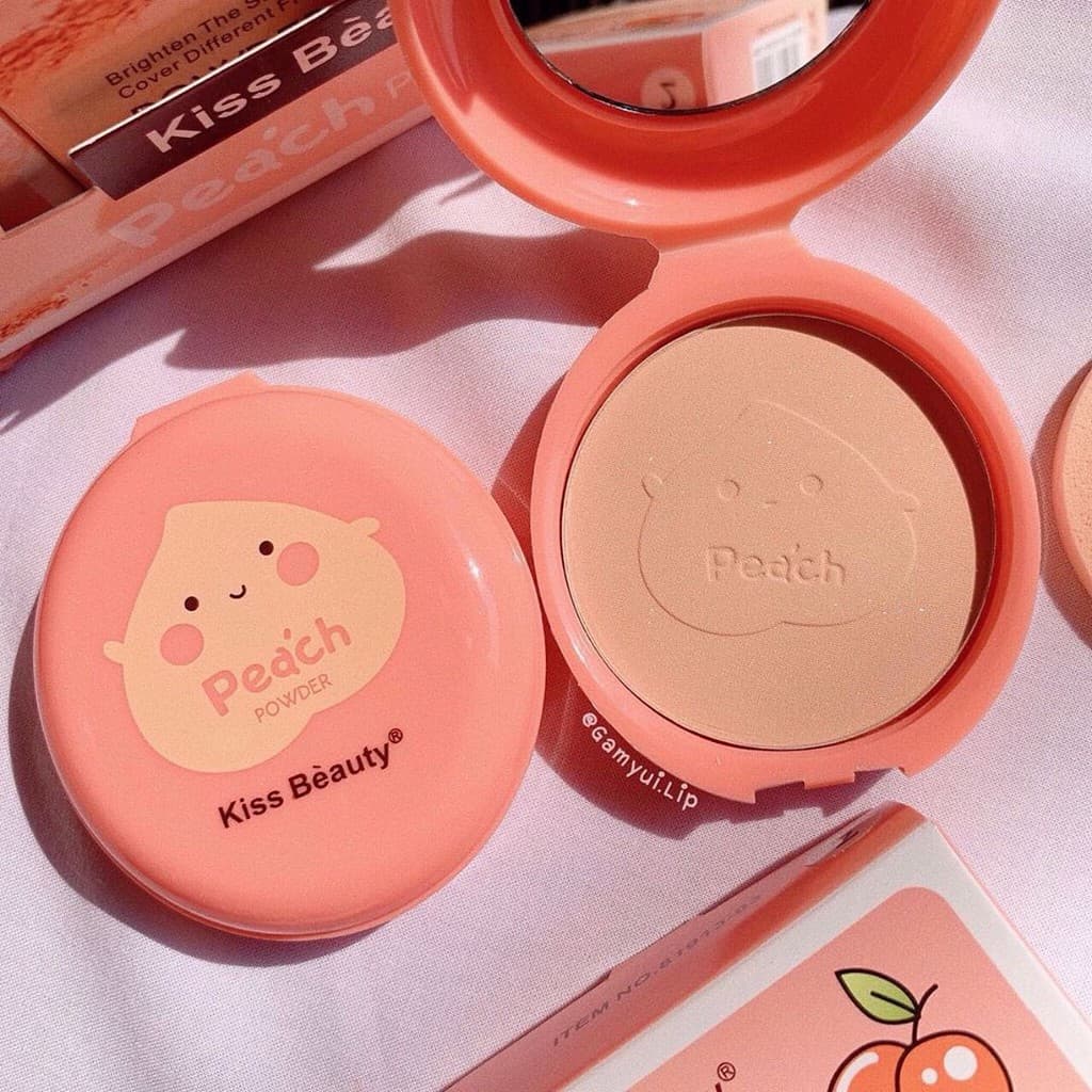 🦄 Phấn nền Đào Peach Powder Makeup Kiss Beauty chính hãng nội địa mềm mịn kiềm dầu phấn phủ sỉ tốt