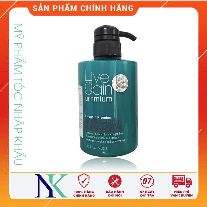 [HCM]Kem Ủ Tóc Siêu Mượt Nước Hoa Livegain Premium Silky & Shine Hair Pack 450Ml
