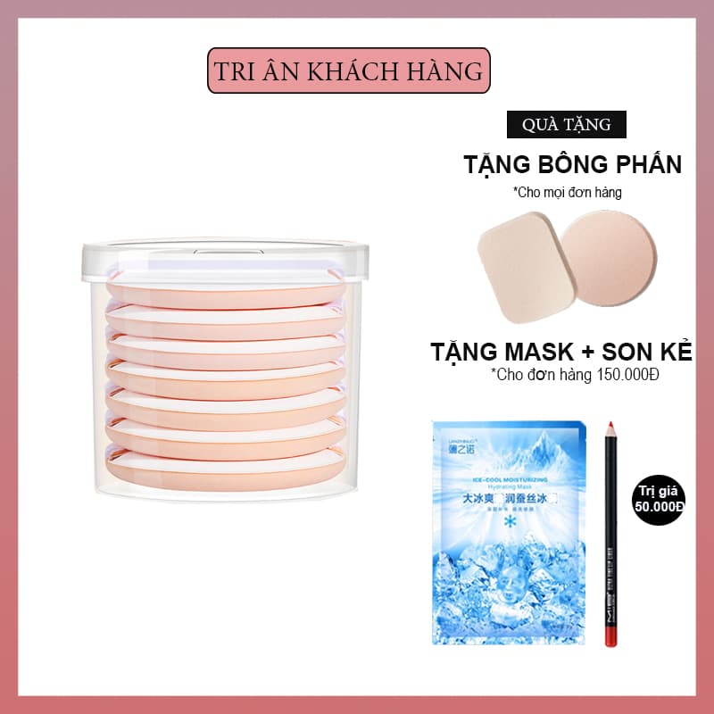 Bông đánh phấn trang điểm cao cấp ( KHUYẾN MÃI DUY NHẤT HÔM NAY)  siêu mềm mịn siêu tiện lợi 1 hộp 7 miếng (màu ngẫu nhiên)