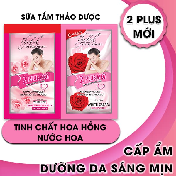 [HCM]Sữa tắm hoa hồng nước hoa tinh chất thảo dược dưỡng ẩm trắng da Thebol 2 Plus dây 20 gói x 6g (combo 3)