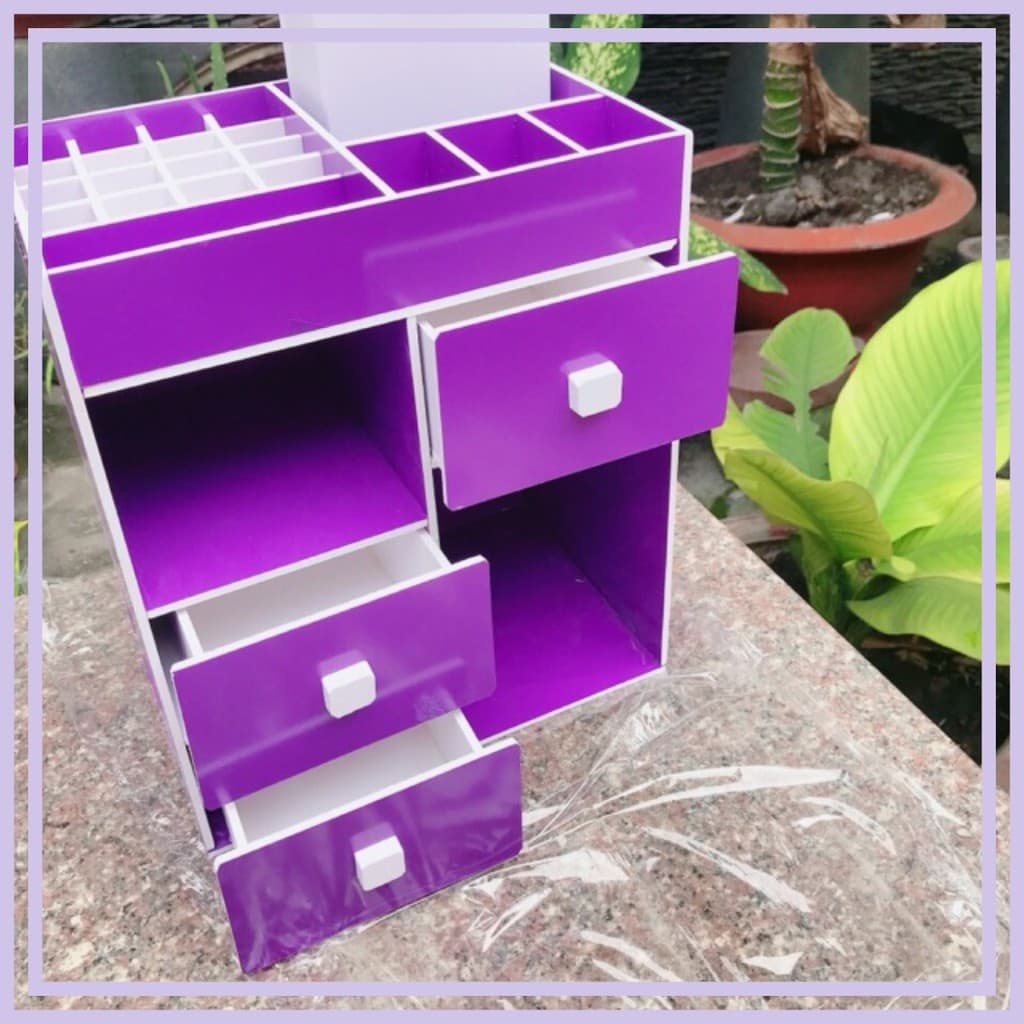 Kệ 3 ngăn cao màu tím khay son kệ trang điểm chất lượng
