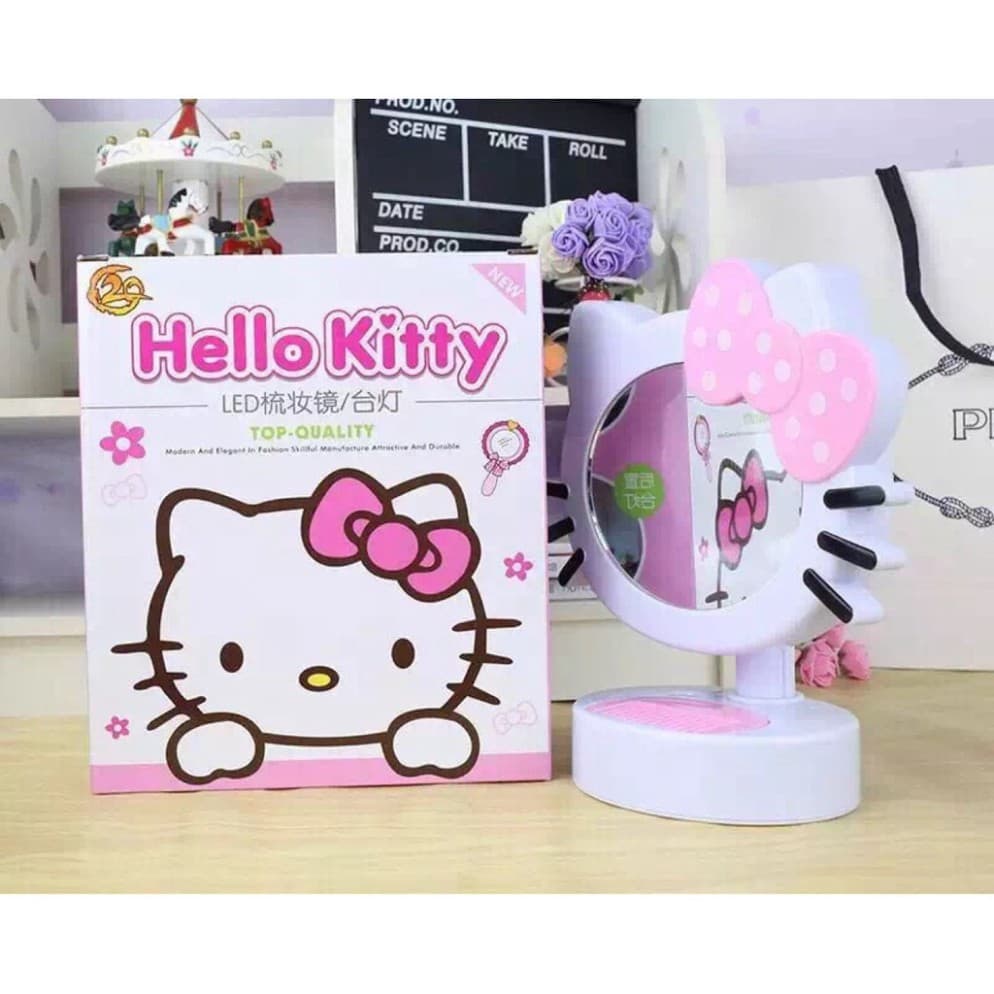 Gương trang điểm hình mèo kèm lược gương có thể gấp được tiện mang đi theo bên mình thời trang chất liệu an toàn