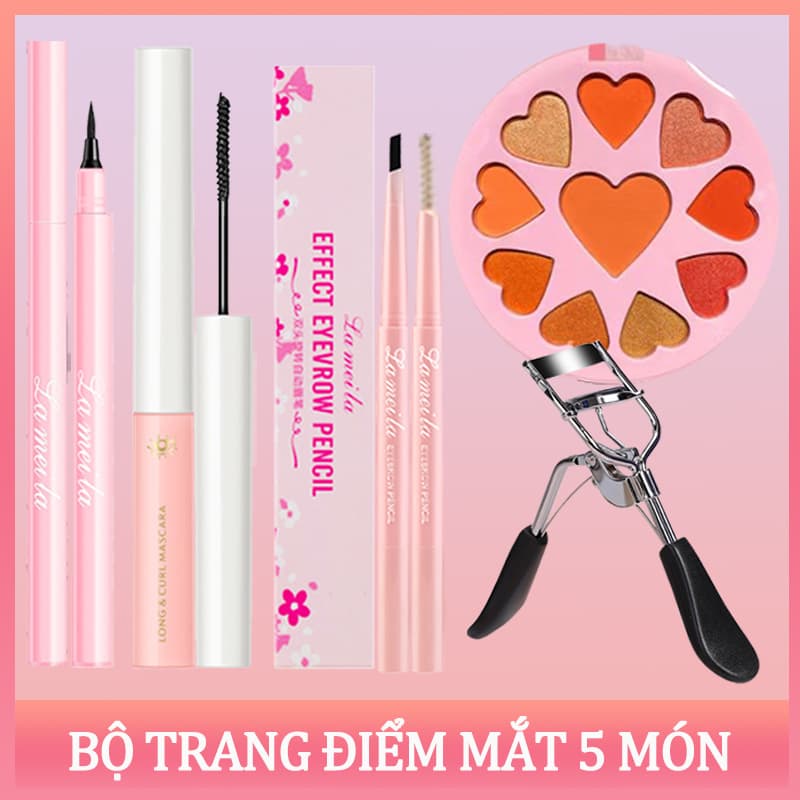 [HCM][Peachy sis] Bộ trang điểm mắt 5 món (10 màu bóng mắt + chì kẻ mày + kẻ mắt + mascara + dụng cụ uốn mi)Không thấm nước lâu dài chống nắng