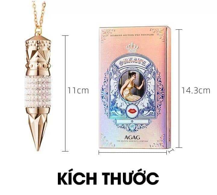 AGAG Son Môi Nhung Mờ 3 Trong 1 Vương Trượng Nữ Hoàng 3 Màu Quà Tặng Sinh Nhật Son Môi Vòng Cổ Ngọc Trai Mặt Dây Son Môi