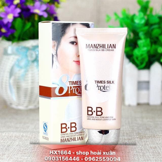 [HCM]Kem nền BB cream collagen MANZHILIAN 8 time silk protein làm trắng da tinh chất tơ tằm - HX1664
