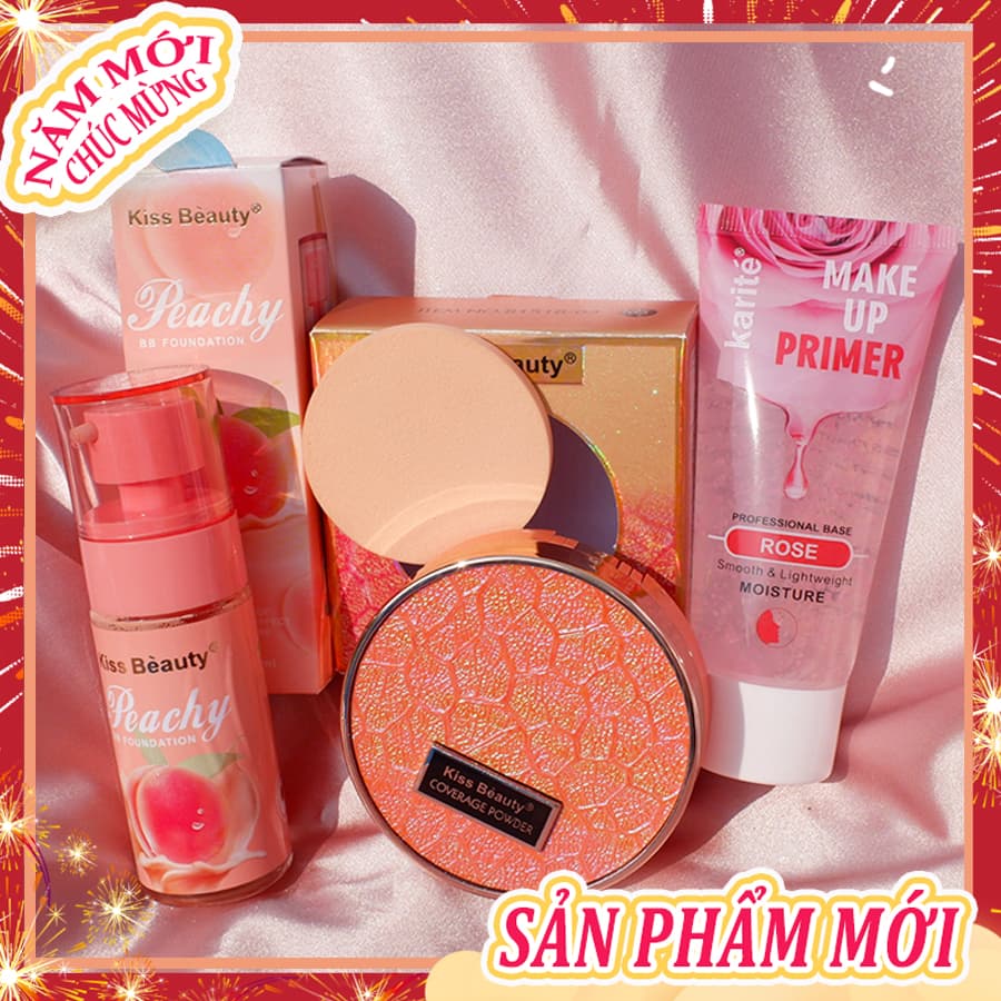 [HCM][Peachy Sis Shop] Bộ kem nền dạng lỏng 3 món(Kem cách ly Trong suốt+kem BB+Phấn trang điểm)