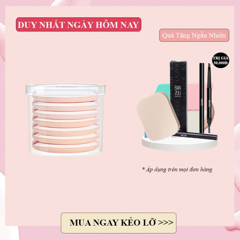 Bông đánh phấn trang điểm cao cấp (MUA 3 TẶNG 1) siêu mềm mịn siêu tiện lợi 1 hộp 7 miếng (màu ngẫu nhiên)