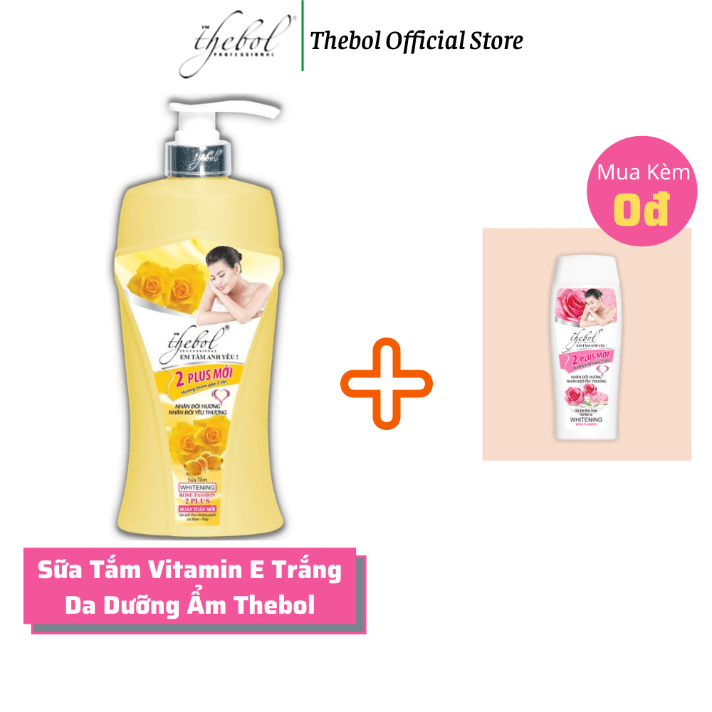 [HCM]Sữa tắm Dưỡng ẩm trắng da chiết xuất thảo dược Vitamin E nước hoa 2 Plus Thebol 650g + Sữa tắm dưỡng trắng da hạt massage 226g