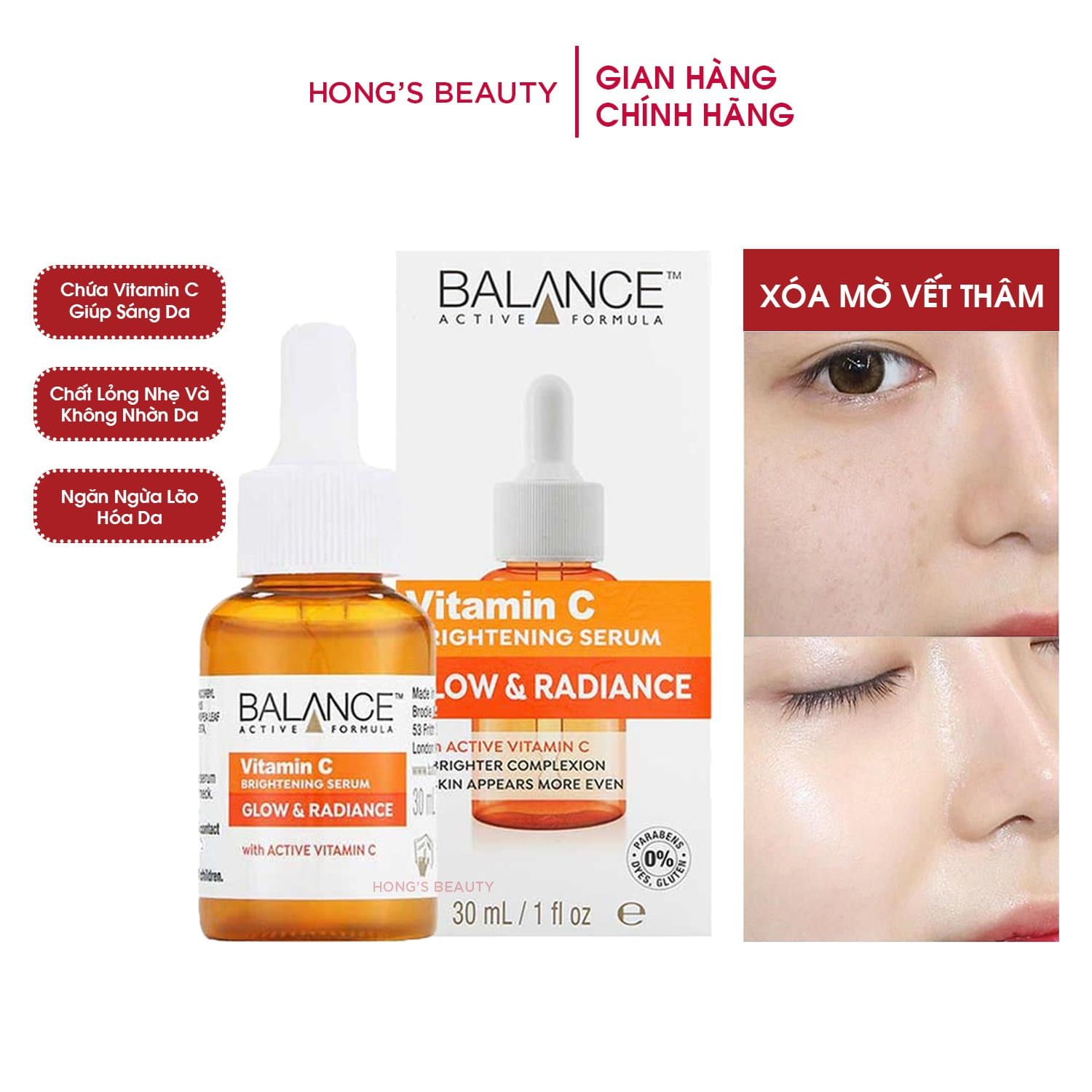 Tinh Chất Dưỡng Trắng Da Mờ Vết Thâm Balance Active Formula Vitamin C Brightening Serum 30ml - HONGS BEAUTY