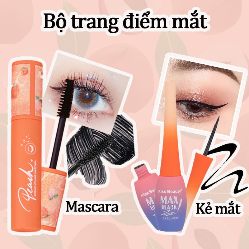 [HCM][Peachy Sis] 2021 Bộ trang điểm mắt mới giá rẻKhông thấm nước chống mồ hôi lâu dài (Mascara + Bút kẻ mắt dạng lỏng)-Đen