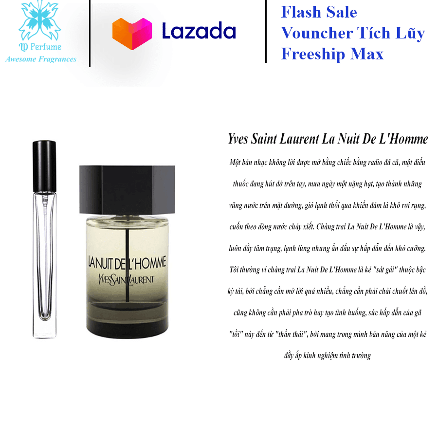 [HCM][Chính hãng] Mẫu thử 5 - 10 - 20ml Nước hoa nam - Yves Saint Laurent La Nuit de LHomme EDT