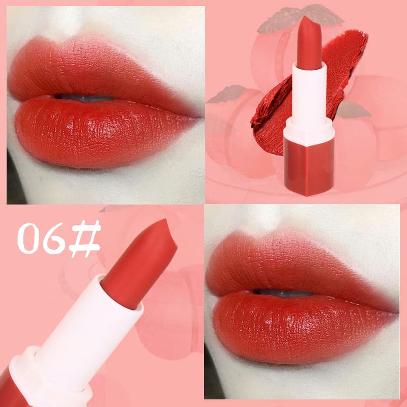 [Peachy Sis] Phong cách mới Son môi hồng đào không thấm nước lâu trôi -6 màu có sẵn（1 thỏi son）