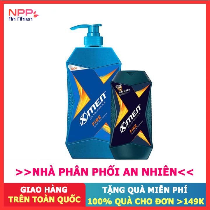 Sữa Tắm X-Men Nước hoa Fire 650G + Dầu Gội X-Men Nước hoa Fire 180G- NPP AN NHIÊN