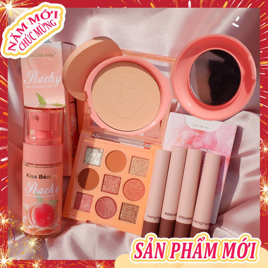 [HCM]【Kiss Belle Shop】 Bộ mỹ phẩm hoàn chỉnh 7 món đầy đủ (kem BB+Phấn trang điểm+Bóng mắt+mascara+Kẻ mắt+2 x men môi)