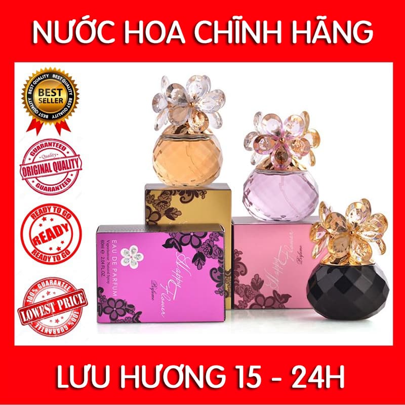Nước hoa nữ/nước hoa nữ thơm lâu/dành cho học sinh/dịu nhẹ/cao cấp thơm lâu 24h Happy Flower 60ml