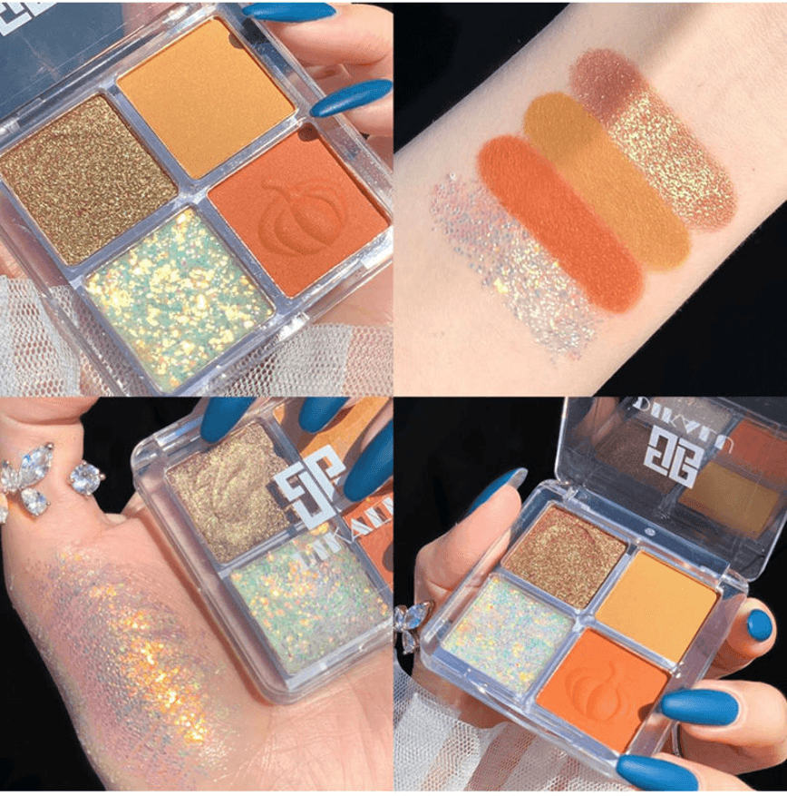 Bảng Phấn Mắt 4 Ô DIkalu Pumpkin - Hot Trending (LÌ - NHŨ - KIM TUYẾN)