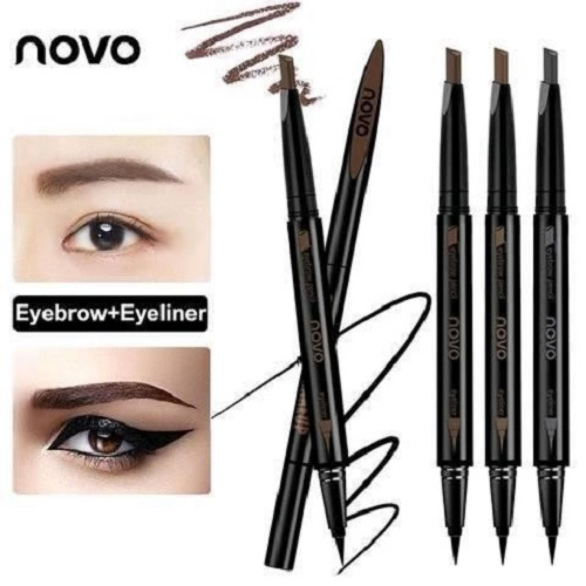 Bút Chì kẻ mày định hình ngang 2 đầu NoVo Makeup Seduce