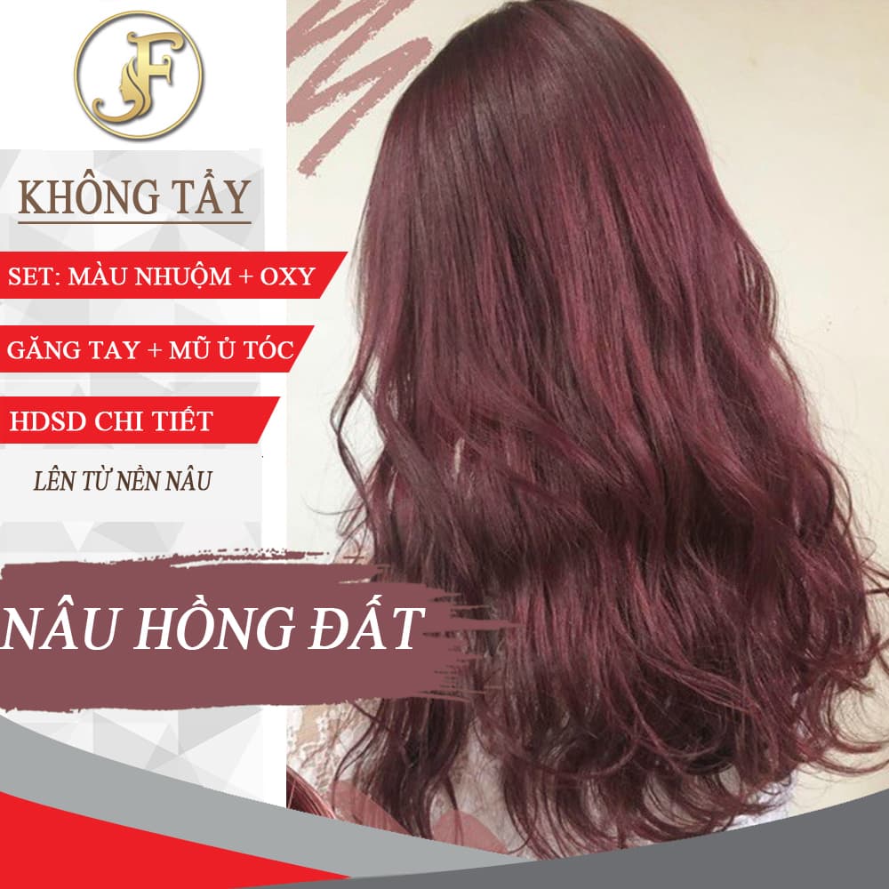 [HCM]Thuốc nhuộm tóc màu NÂU HỒNG ĐẤT- Lên Từ Nền Nâu- KHÔNG TẨY-tặng oxy