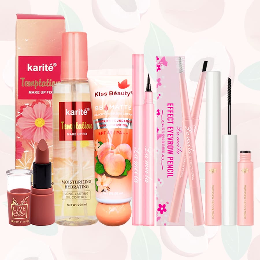 【Kiss Belle Shop】Trọn bộ trang điểm 6 món sành điệu nhìn là mê (kem BB+Kẻ mắt+Chì kẻ mày+mascara+Son môi+Xịt dưỡng trang điểm)
