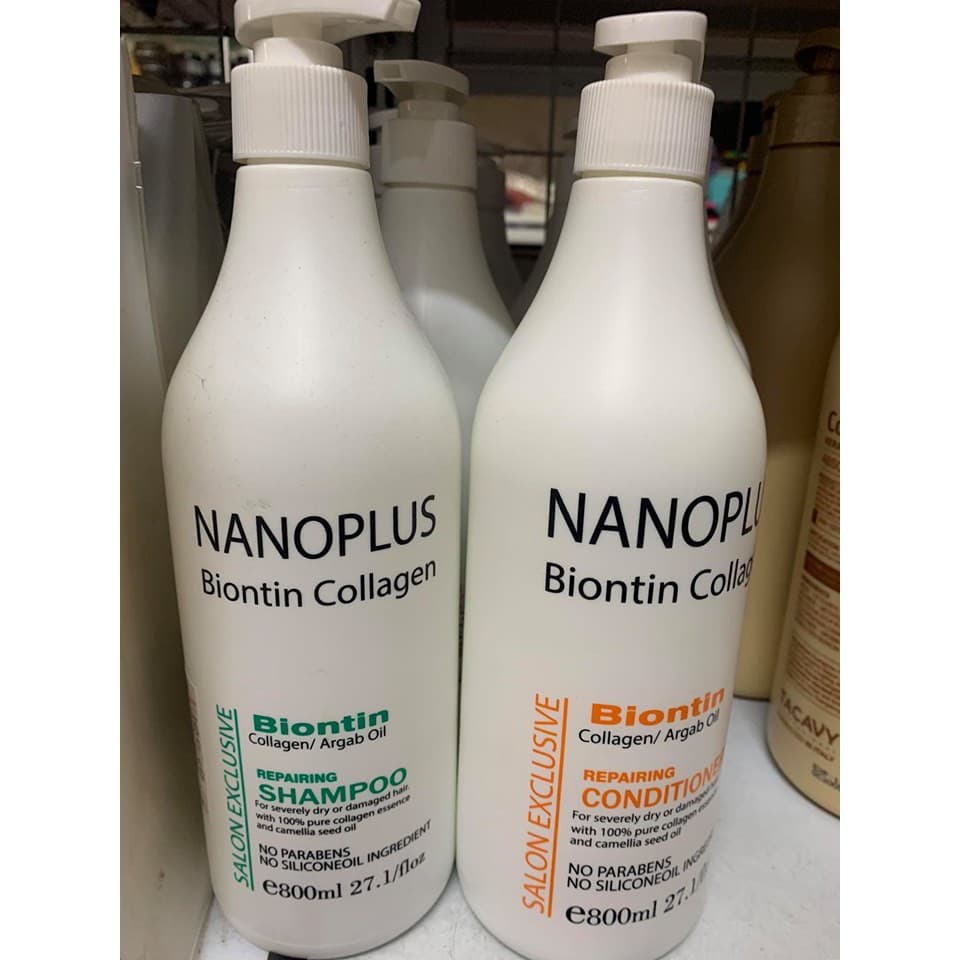 Cặp dầu gội xả Nanoplus Biontin Collagen 800ml x2