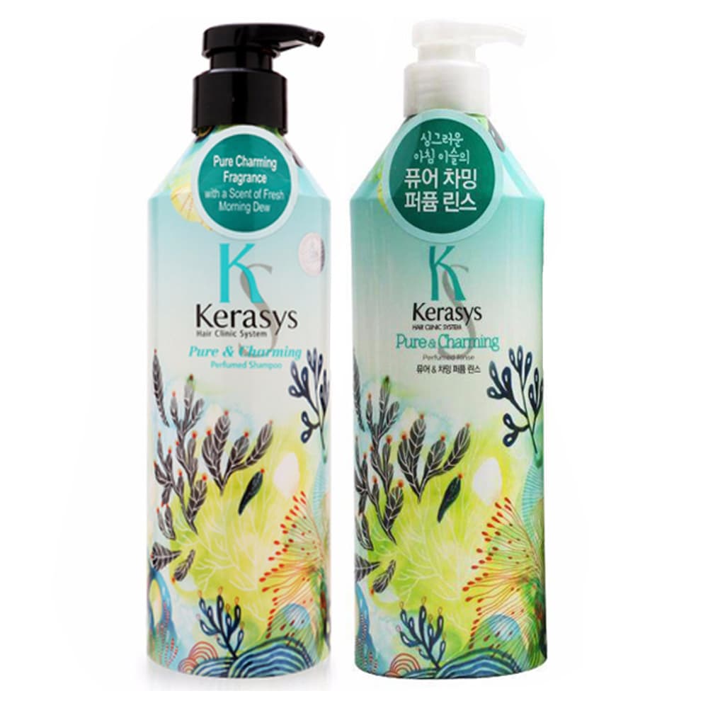 Dầu Gội/Xả Nước Hoa Tinh Chất Quýt Xanh Hoa Ly Pure & Charming Hàn Quốc 600ml- chai bẹt
