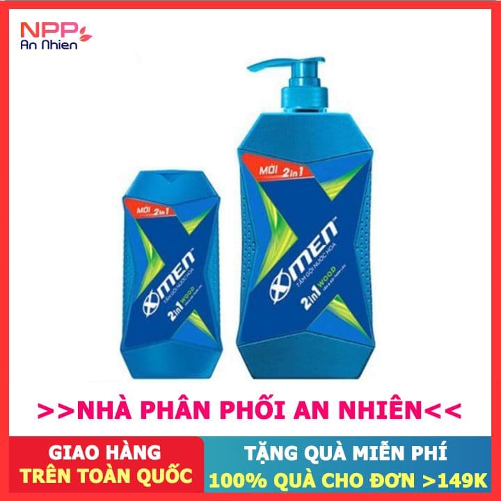 Combo tắm Gội Nước hoa X-Men Wood 2n1 650g + Tắm Gội 180g- NPP AN NHIÊN