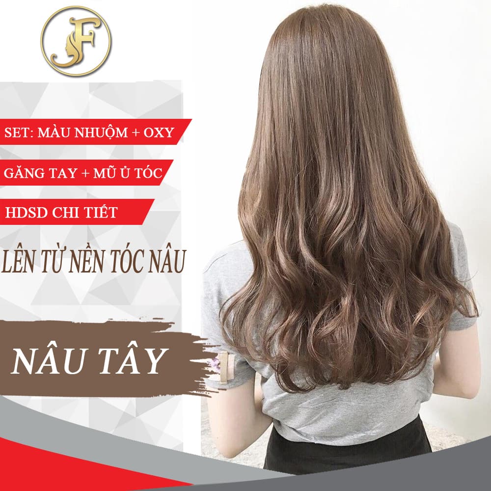 [HCM]Thuốc nhuộm tóc JF màu NÂU TÂY Không Tẩy-tặng oxy