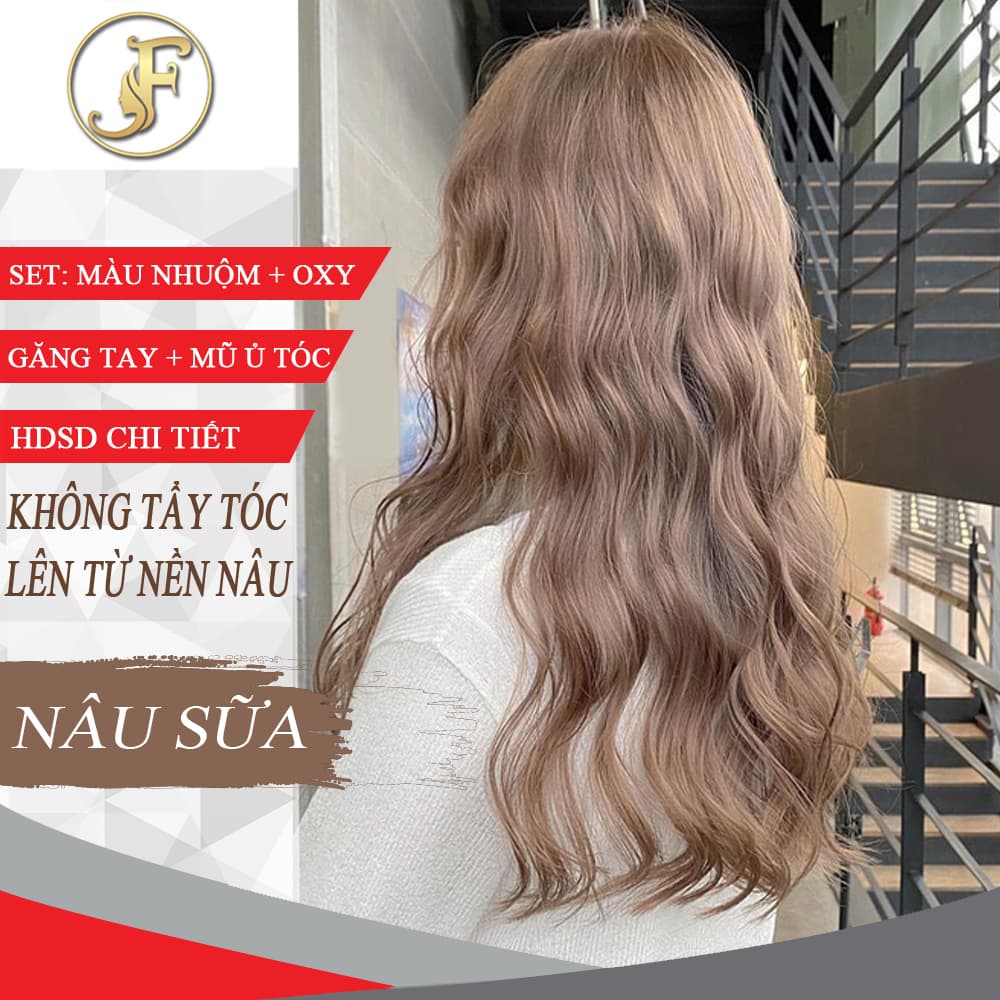 [HCM]Thuốc nhuộm tóc màu NÂU SỮA - Lên Từ Nền Nâu - KHÔNG TẨY-tặng oxy