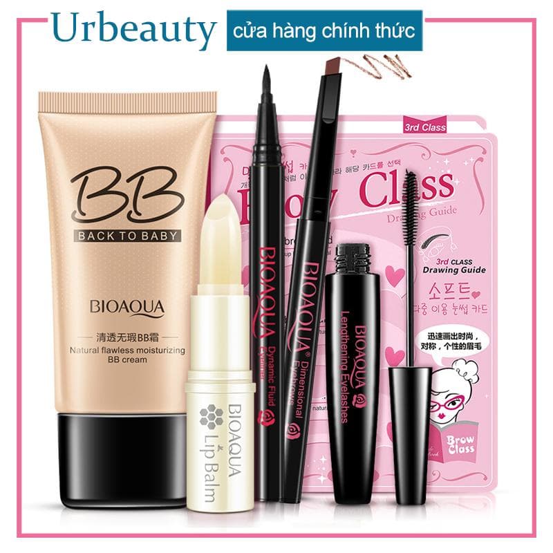 【Urbeauty Mall】BIOAQUA Bộ trang điểm sáu cây bút chì kẻ mắt mascara BB cream lông mày bút chì dưỡng môi