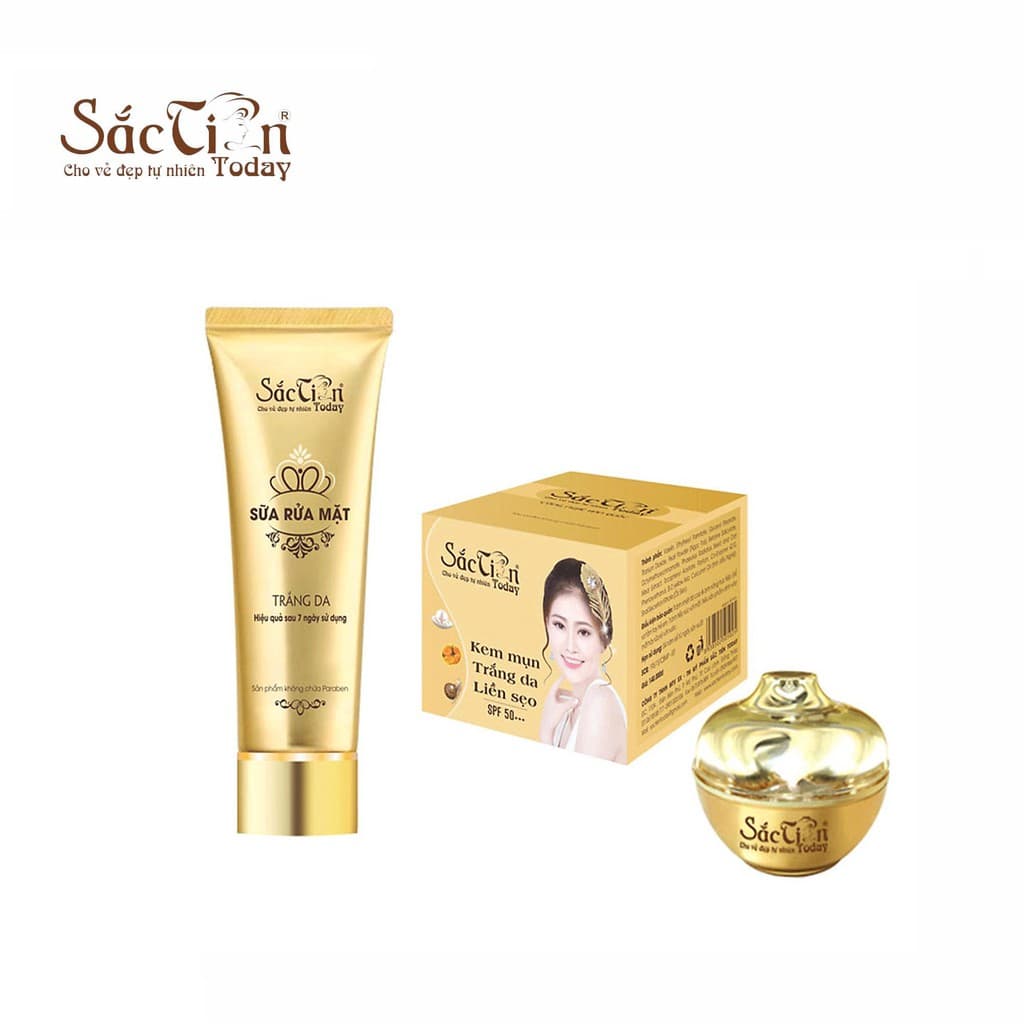 Combo Kem mụn trắng da liền sẹo Sắc Tiên Today 8g - 15g - 18g - 25g và Sữa rửa mặt Sắc Tiên Today 100ml