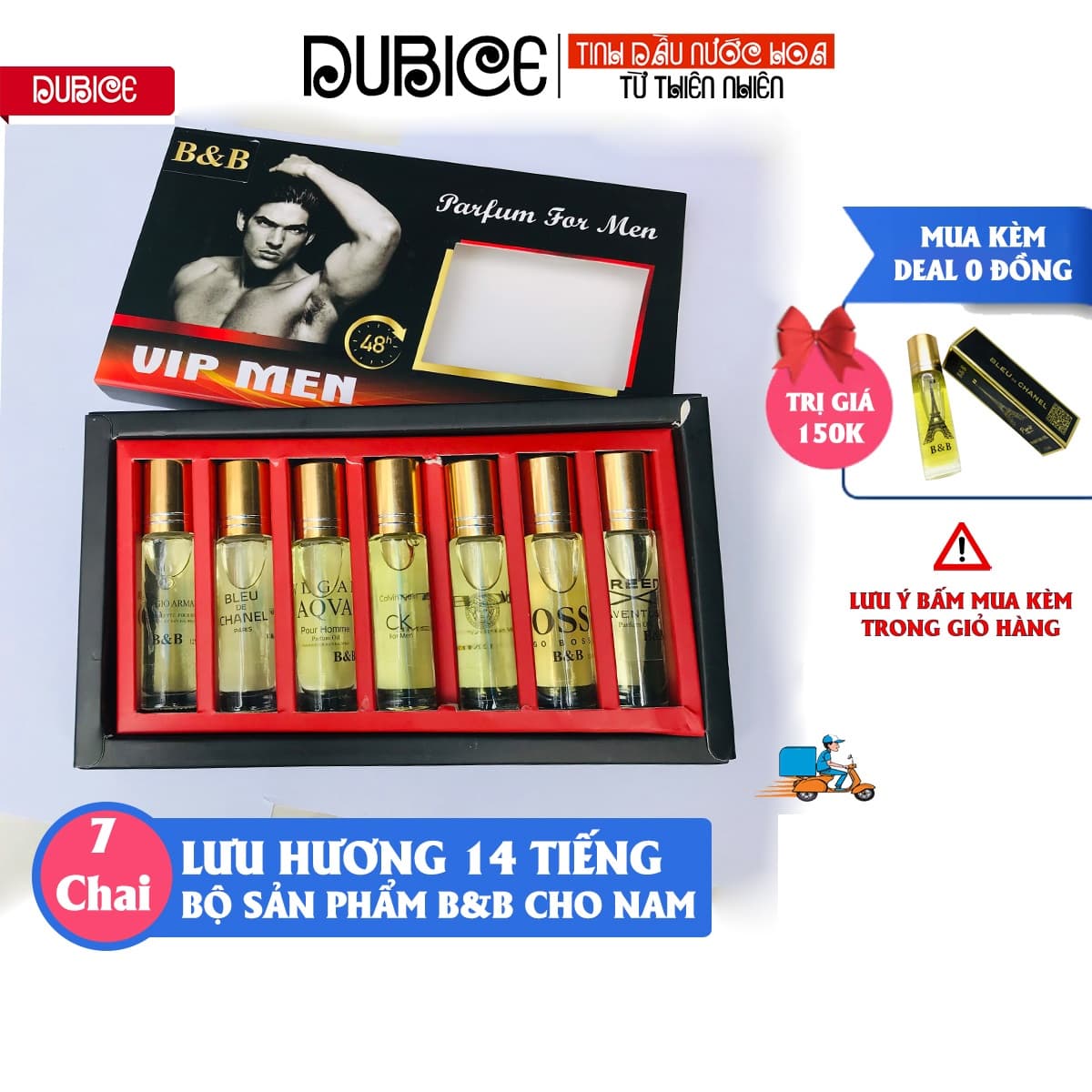 [Lưu hương 14 tiếng] Bộ 7 chai tinh dầu nước hoa Nam BB hàng cao cấp dạng lăn 12ml
