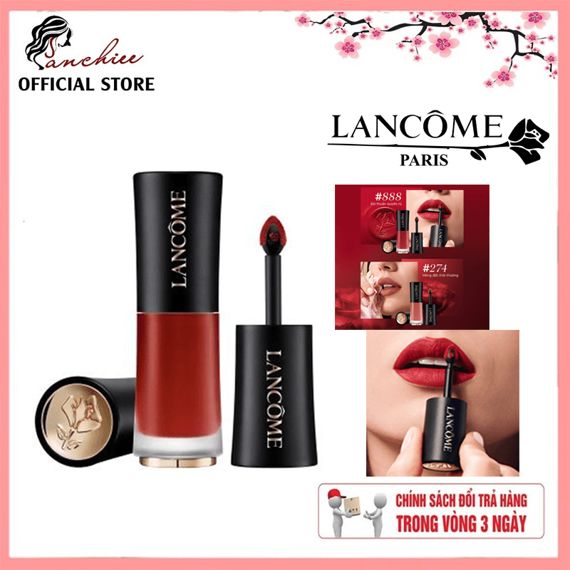 Son kem lì Lancome LAbsolu Rouge Drama Ink 6ml. son dạng lì nhưng không làm khô môi giữ màu cả ngày dài