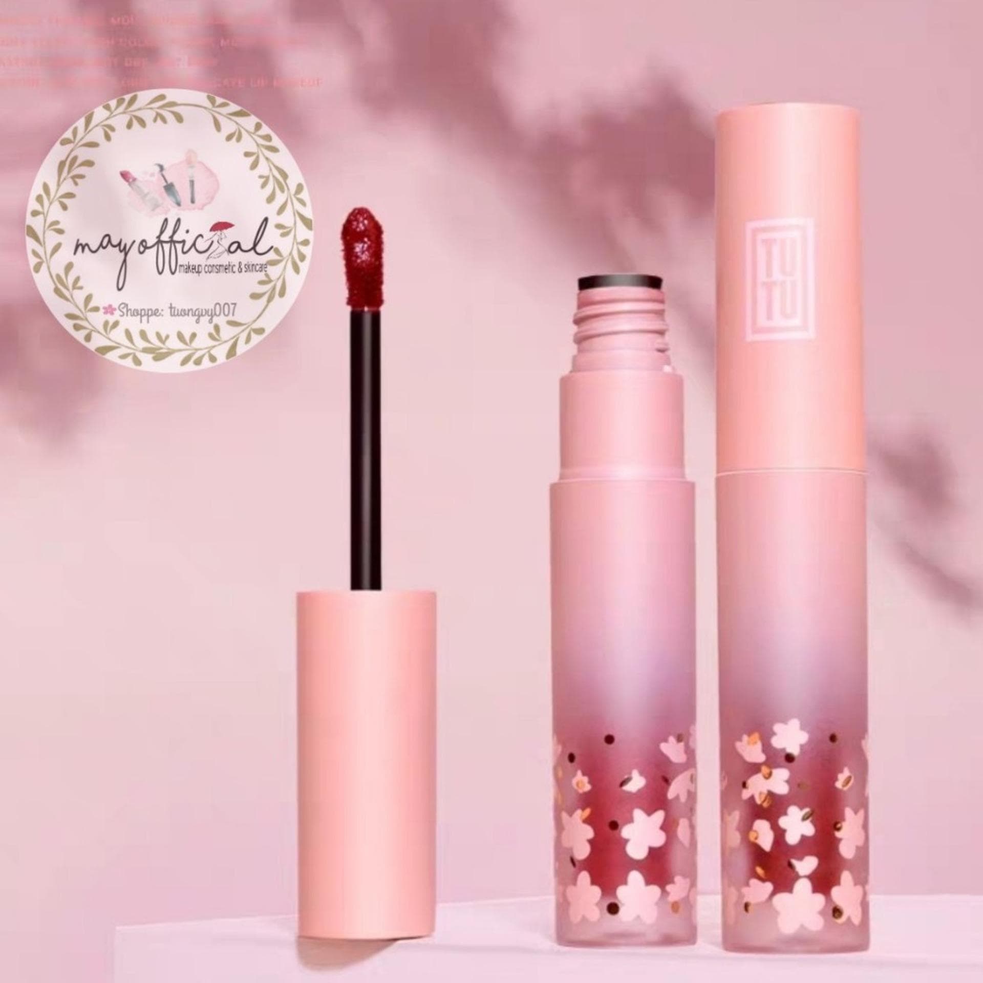 TUTU - Son kem anh đào Sakura flowers matte lip 196# Cam Đất