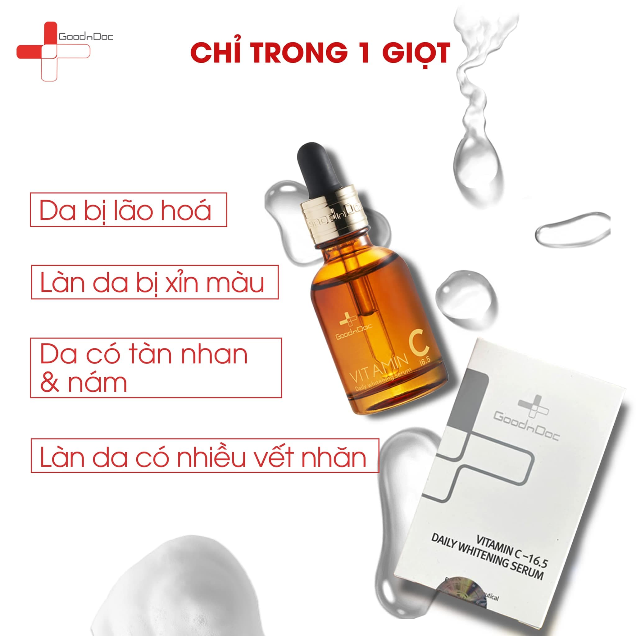 [HÀNG CÔNG TY] Serum Dưỡng Trắng Sáng Da Giảm Thâm Nám Sạm Da Chống Lão Hóa GoodnDoc Vitamin C 16.5 Daily Whitening - SimmyShop