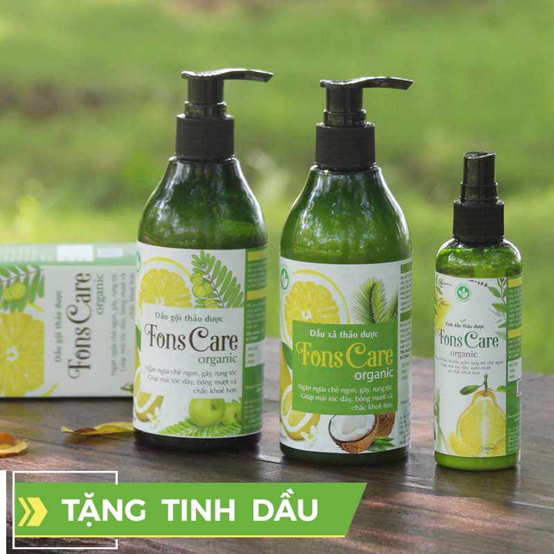 [Combo 3] Bộ Dầu Gội Xả Tinh dầu Trị rụng và Kích thích Mọc tóc Tinh dầu Bưởi & Thảo dược thiên nhiên Fons Care