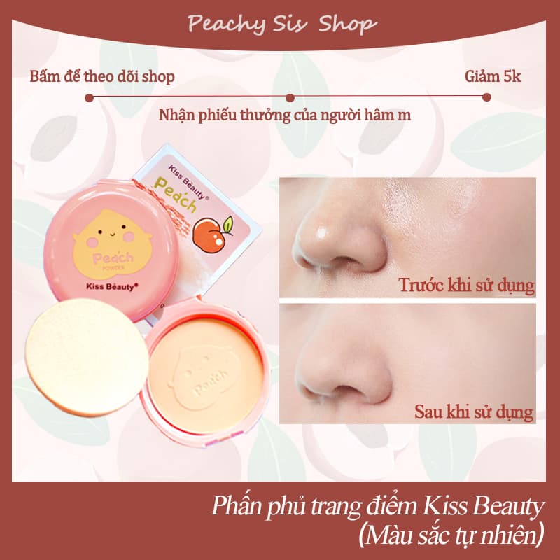 [HCM][Peachy Sis Shop] Phấn phủ kiềm dầu Kiss Beauty lâu trôi siêu mịn phấn phủ dạng nén phấn trang điểm 9g